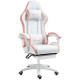 Computer Gaming Chair, PU Leather Office Desk Chair with Footrest, Swivel Wheels, 135° Reclining Back, White