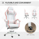 Computer Gaming Chair, PU Leather Office Desk Chair with Footrest, Swivel Wheels, 135° Reclining Back, White