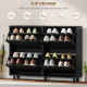 Narrow Shoe Cabinet, Shoe Storage Cabinet with 4 Flip Drawers and Adjustable Shelves for 16 Pairs of Shoes, Black