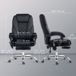 Massage Office Chair, Reclining Computer Chair with Adjustable Height and Footrest, Black
