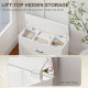 Shoe Storage Bench with Flip Drawer and Lift Top Storage, Entryway Bench with Seat Cushion for Hallway, White