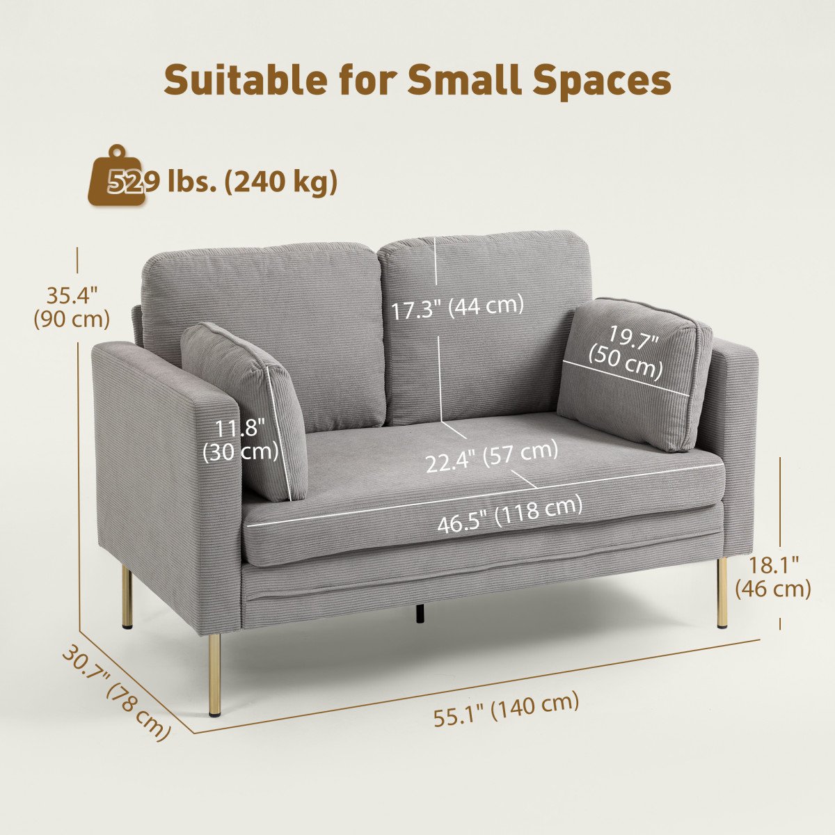 Loveseat Sofa, 55