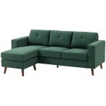 Sectional Sofa with Changeable Chaise Lounge, 3 Seat L-Shaped Sofa, Upholstered Couch for Small Space, Dark Green