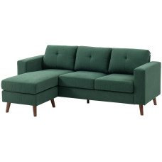 Sectional Sofa with Changeable Chaise Lounge, 3 Seat L-Shaped Sofa, Upholstered Couch for Small Space, Dark Green