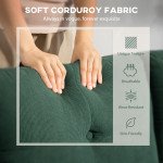 Sectional Sofa with Changeable Chaise Lounge, 3 Seat L-Shaped Sofa, Upholstered Couch for Small Space, Dark Green
