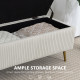 Storage Ottoman Bench, 43 Inch Large Storage Chest with Steel Legs and Padded Seat, Foot Rest, Load 485 lbs, Beige