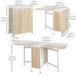 Multi-use Space Saving Folding Dining Table with Hideaway Shelves for Kitchen, Dining, Study and Office