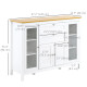Buffet Cabinet Sideboard with 2 Drawers, 3 Storage Cabinets, Glass Doors and Adjustable Shelves, White