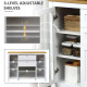 Buffet Cabinet Sideboard with 2 Drawers, 3 Storage Cabinets, Glass Doors and Adjustable Shelves, White