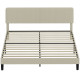 King Size Bed Frame with Adjustable Upholstered Headboard Platform Bed Frame Wood Slat Support Noise Free Light Grey
