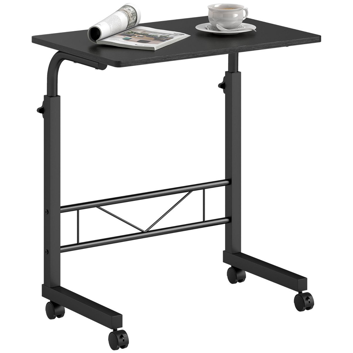 Mobile Standing Desk with Adjustable Height, 23.5 inch Stand Up Desk with Wheels, Black