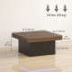 Square Coffee Table with 16-Colour LED Lights, 35-inch Modern Center Table for Living Room, Walnut