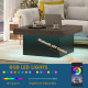 Square Coffee Table with 16-Colour LED Lights, 35-inch Modern Center Table for Living Room, Walnut