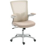 Ergonomic Office Chair, Swivel Desk Chair with Adjustable Lumbar Support and Height, Flip-up Armrests, Wheels, Beige