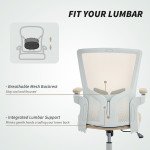 Ergonomic Office Chair, Swivel Desk Chair with Adjustable Lumbar Support and Height, Flip-up Armrests, Wheels, Beige