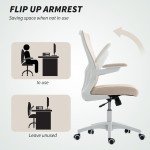 Ergonomic Office Chair, Swivel Desk Chair with Adjustable Lumbar Support and Height, Flip-up Armrests, Wheels, Beige