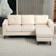 Sectional Sofa with Changeable Chaise Lounge, 3 Seat L-Shaped Sofa, Upholstered Couch for Small Space, Cream White