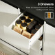 Buffet Cabinet with Soft-Close Hinges, Modern Sideboard with 3 Drawers and 2 Adjustable Shelves, White Wood Grain