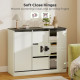 Buffet Cabinet with Soft-Close Hinges, Modern Sideboard with 3 Drawers and 2 Adjustable Shelves, White Wood Grain