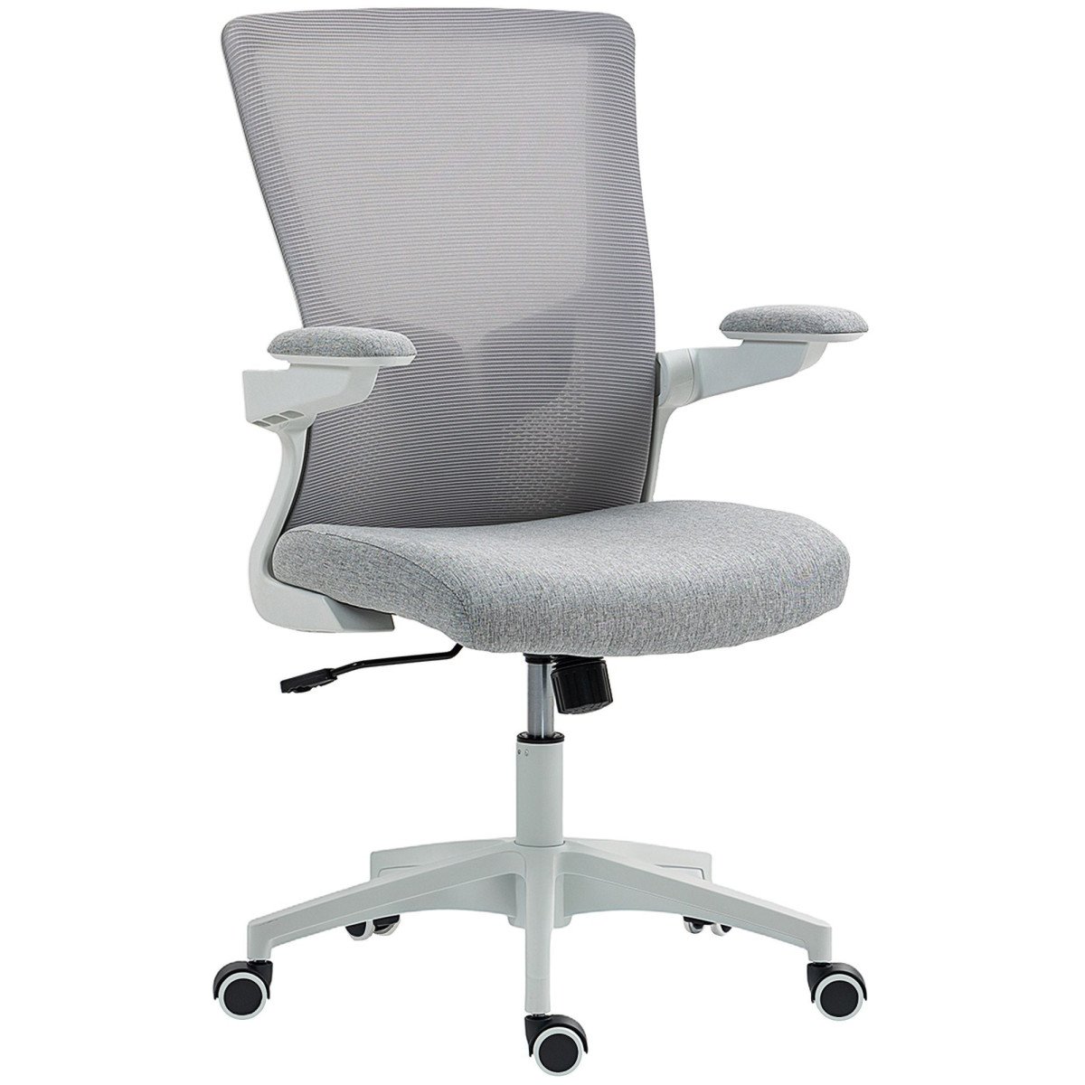 Ergonomic Office Chair, Swivel Desk Chair with Adjustable Lumbar Support and Height, Flip-up Armrests, Wheels, Grey
