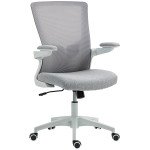 Ergonomic Office Chair, Swivel Desk Chair with Adjustable Lumbar Support and Height, Flip-up Armrests, Wheels, Grey