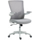Ergonomic Office Chair, Swivel Desk Chair with Adjustable Lumbar Support and Height, Flip-up Armrests, Wheels, Grey