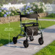 Foldable Rollator Walker with Seat for Seniors, Lightweight Rolling Walker with Adjustable Handles, Green