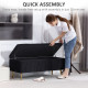 Storage Ottoman Bench, 43 Inch Large Storage Chest with Steel Legs and Padded Seat, Foot Rest, Load 485 lbs, Black