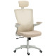 Ergonomic Office Chair, Swivel Desk Chair with Adjustable Lumbar Support, Headrest and Height, Flip-up Armrests, Beige