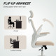 Ergonomic Office Chair, Swivel Desk Chair with Adjustable Lumbar Support, Headrest and Height, Flip-up Armrests, Beige