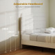 King Size Bed Frame with Adjustable Headboard Upholstered Platform Bed Frame with Wood Slat Support Noise Free White