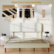 King Size Bed Frame with Adjustable Headboard Upholstered Platform Bed Frame with Wood Slat Support Noise Free White