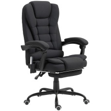 7-Point Vibrating Massage Chair, Reclining Office Chair with Footrest, Reclining Back, Adjustable Height, Black