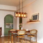 Farmhouse Kitchen Island Lighting, Linear Pendant Light with 4 Rotatable Frames and Adjustable Height, Walnut