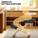 Ergonomic Kneeling Chair, Posture Chair with Rubberwood Frame, Rolling Wheels for Office, Posture Correction, Black