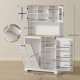 Kitchen Pantry Cabinet with Charging Station, 7 Gallon Trash Can Cabinet, Adjustable Shelves and Acrylic Doors, Multifunctional Cabinet, White