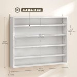 5-Tier Display Cabinet, Shot Glass Display Case, Glass Curio Cabinet with 2 Glass Doors and 4 Adjustable Shelves, White