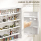 5-Tier Display Cabinet, Shot Glass Display Case, Glass Curio Cabinet with 2 Glass Doors and 4 Adjustable Shelves, White