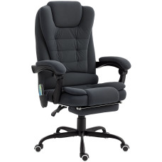 7-Point Vibrating Massage Chair, Reclining Office Chair with Footrest, Reclining Back, Adjustable Height, Black