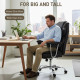Big and Tall Office Chair, 400 lbs Overstuffed Desk Chair with Shaped Foam, Reclining Backrest, PU Leather