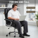 Big and Tall Office Chair 400 lbs, Desk Chair with Spring Cushion, PU Leather, High Back, Swivel Wheels, Black