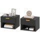 Floating Nightstands, Wall Mounted Bedside Tables Set of 2 with Drawer and Open Shelf, Black