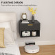 Floating Nightstands, Wall Mounted Bedside Tables Set of 2 with Drawer and Open Shelf, Black