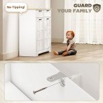 7 Gallon Tilt Out Garbage Cabinet, Kitchen Island with Trash Cabinet, 2 Drawers, Door Racks, Adjustable Shelves, White