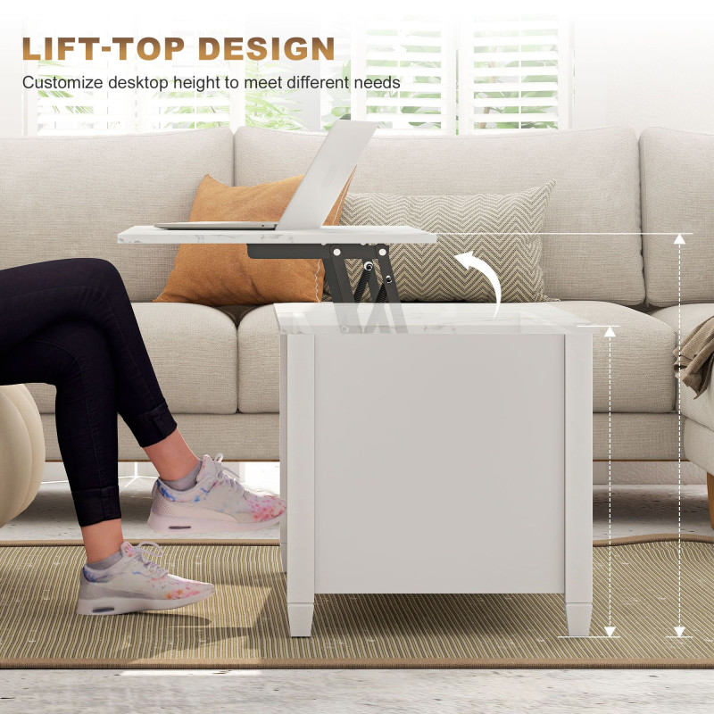 Lift Top Coffee Table, Modern Center Table with Storage Shelves and Hidden Compartment for Living Room, 41