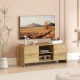 TV Stand for up to 55 Inch TV, Nordic Entertainment Center with 2 Cabinets and 2 Open Shelves for Living Room, Natural Wood