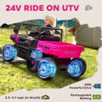 Qaba 24V 4WD Kids Ride On Truck with 6 Wheels Electric Ride On Car with Remote, Dump Bed for 3-8 Years, Pink