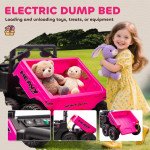 Qaba 24V 4WD Kids Ride On Truck with 6 Wheels Electric Ride On Car with Remote, Dump Bed for 3-8 Years, Pink