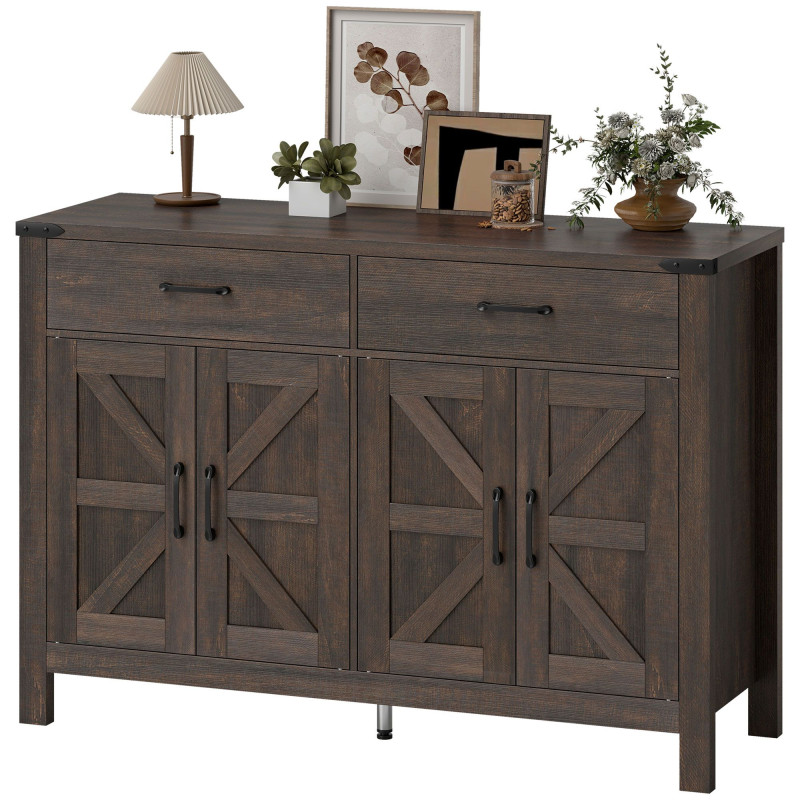 Sideboard Buffet Cabinet, Farmhouse Kitchen Storage Cabinet with 2 Drawers and Shelves for Living Room, Entryway