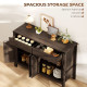 Sideboard Buffet Cabinet, Farmhouse Kitchen Storage Cabinet with 2 Drawers and Shelves for Living Room, Entryway